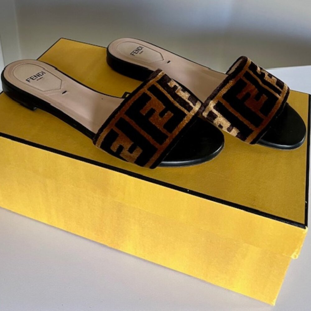 Fendi Velvet Slides